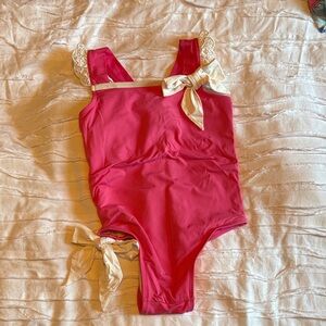 The Beaufort Bonnet Company Pink and Cream Kids Swim One Piece